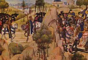 十字軍の間にコンラッド3世とルイ7世の会合 作： Flemish School